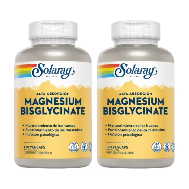 Solaray Magnesium bisglycinate Duplo, 2 x 120 vegicaps | Farmacia Barata Solaray Magnesium bisglycinate Duplo, 2 x 120 vegicaps | Farmacia Barata