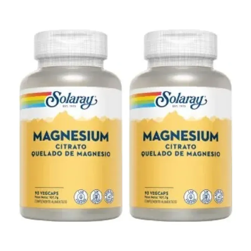 Solaray Magnesium Citrato Duplo, 2 x 90 cápsulas vegetales | Farmacia Barata