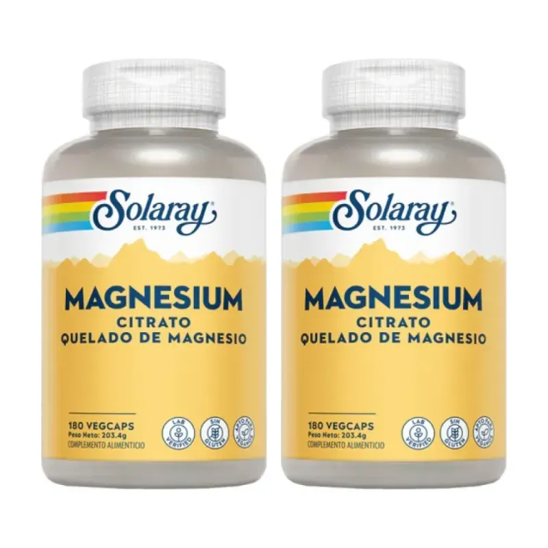 Solaray Big Magnesio Citrato Duplo, 2 x 180 cápsulas vegetales | Farmacia Barata