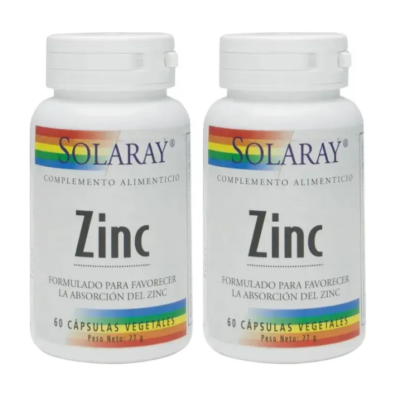 Solaray Zinc 25 mg Duplo, 2 x 60 cápsulas vegetales | Farmacia Barata Solaray Zinc 25 mg Duplo, 2 x 60 cápsulas vegetales | Farmacia Barata
