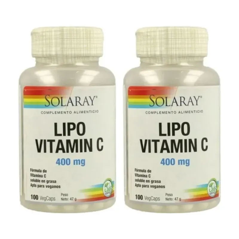 Solaray LIPO Vit. C 500 mg Duplo, 2 x 100 cápsulas vegetales | Farmacia Barata Solaray LIPO Vit. C 500 mg Duplo, 2 x 100 cápsulas vegetales | Farmacia Barata