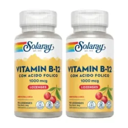 Solaray Vitamina B-12 & Ácido fólico Duplo, 2 x 90 Comp. Subl.