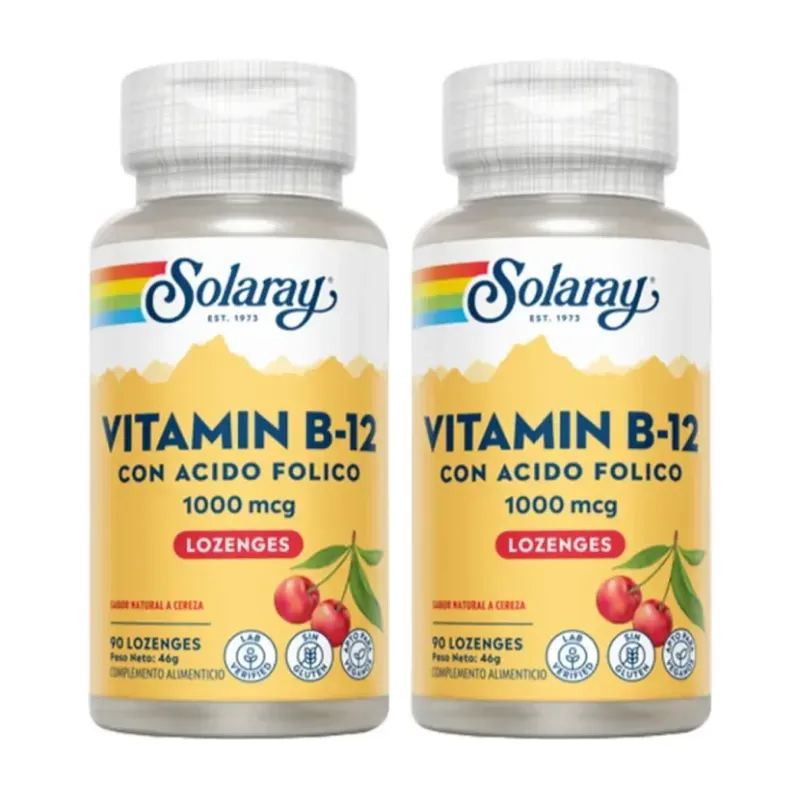 Solaray Vitamina B-12 & Ácido fólico Duplo, 2 x 90 Comp. Subl. | Farmacia Barata