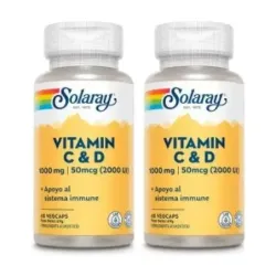 Solaray Vitamina C & D Duplo, 2 x 60 cápsulas vegetales