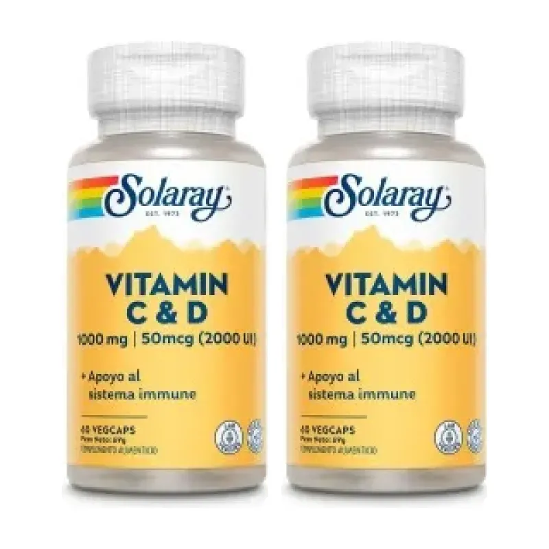Solaray Vitamina C & D Duplo, 2 x 60 cápsulas vegetales | Farmacia Barata Solaray Vitamina C & D Duplo, 2 x 60 cápsulas vegetales | Farmacia Barata