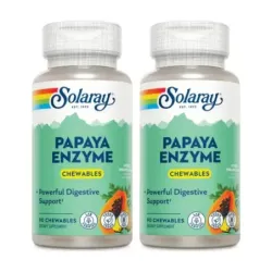 Solaray Papaya Flex Sabor Piña Duplo, 2 x 90 comprimidos masticables