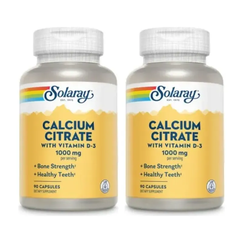 Solaray Calcio D3 Citrate Duplo, 2 x 90 cap | Farmacia Barata