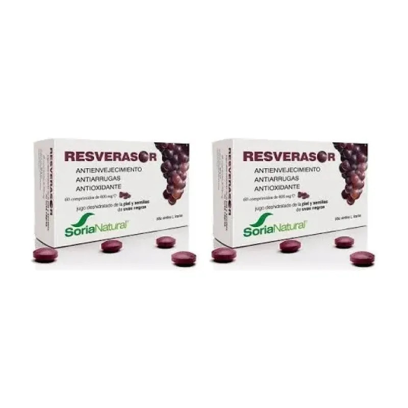Soria Natural Resverasor 600mg Duplo, 2 x 60 comprimidos | Farmacia Barata Soria Natural Resverasor 600mg Duplo, 2 x 60 comprimidos | Farmacia Barata