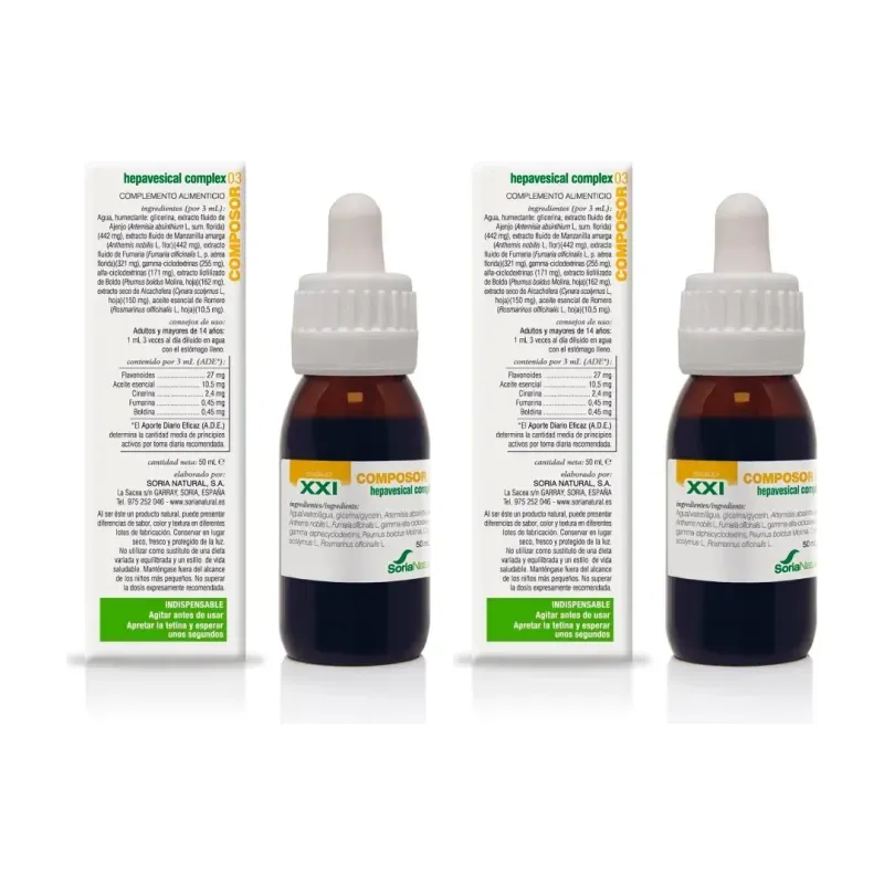 Soria Natural Siglo XXI Composor 03 hepavesical complex Duplo, 2 x 50 ml | Farmacia Barata Soria Natural Siglo XXI Composor 03 hepavesical complex Duplo, 2 x 50 ml | Farmacia Barata