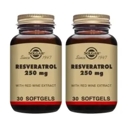 Solgar Resveratrol 250 mg Duplo, 2 x 30 Perlas.