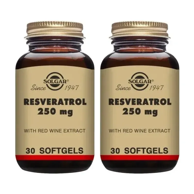 Solgar Resveratrol 250 mg Duplo, 2 x 30 Perlas. | Farmacia Barata