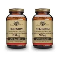 Solgar Selenio 200 mcg Duplo, 2 x 250 Comprimidos.