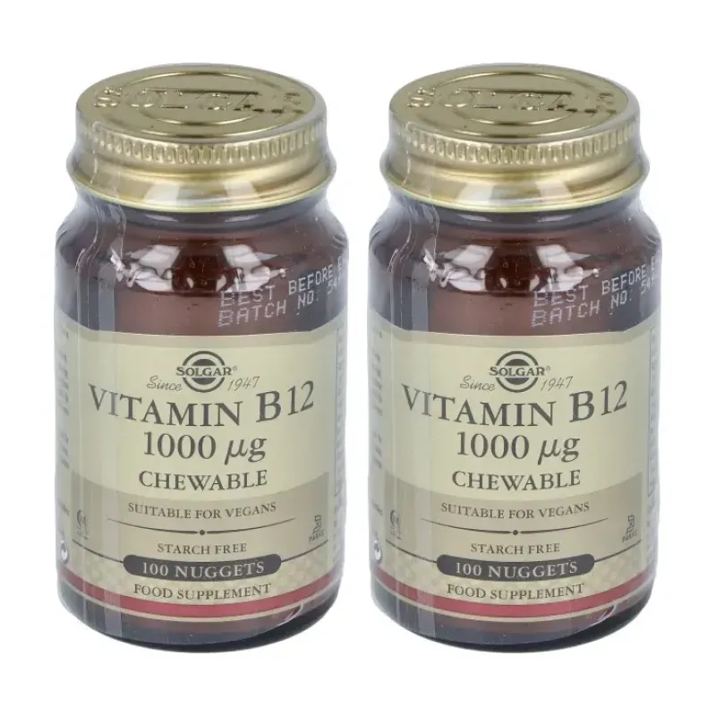 Solgar Vit B12 1000 mcg Cianocobalamina Duplo, 2 x 100 Comp. Masticables. | Farmacia Barata Solgar Vit B12 1000 mcg Cianocobalamina Duplo, 2 x 100 Comp. Masticables. | Farmacia Barata