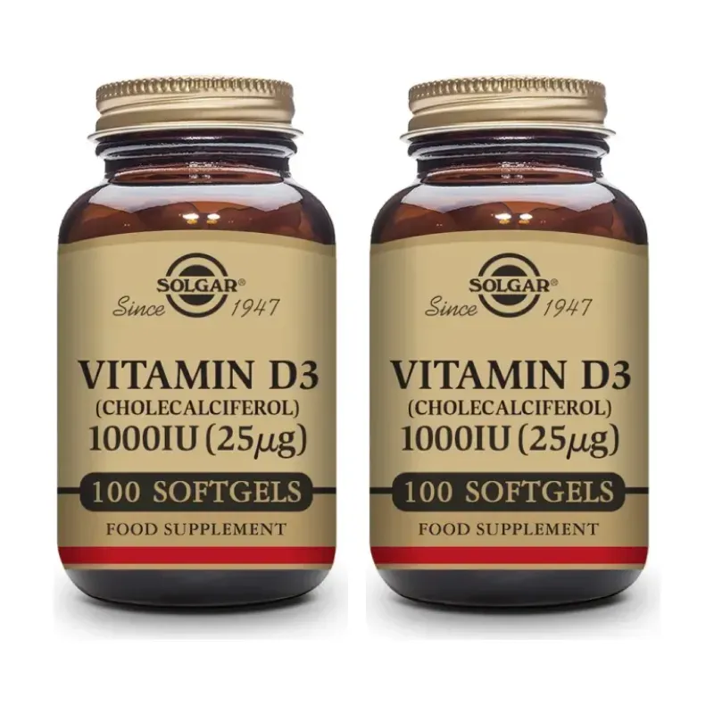 Solgar Vit D3 1000 UI 25 mcg Duplo, 2 x 100 Caps. | Farmacia Barata Solgar Vit D3 1000 UI 25 mcg Duplo, 2 x 100 Caps. | Farmacia Barata
