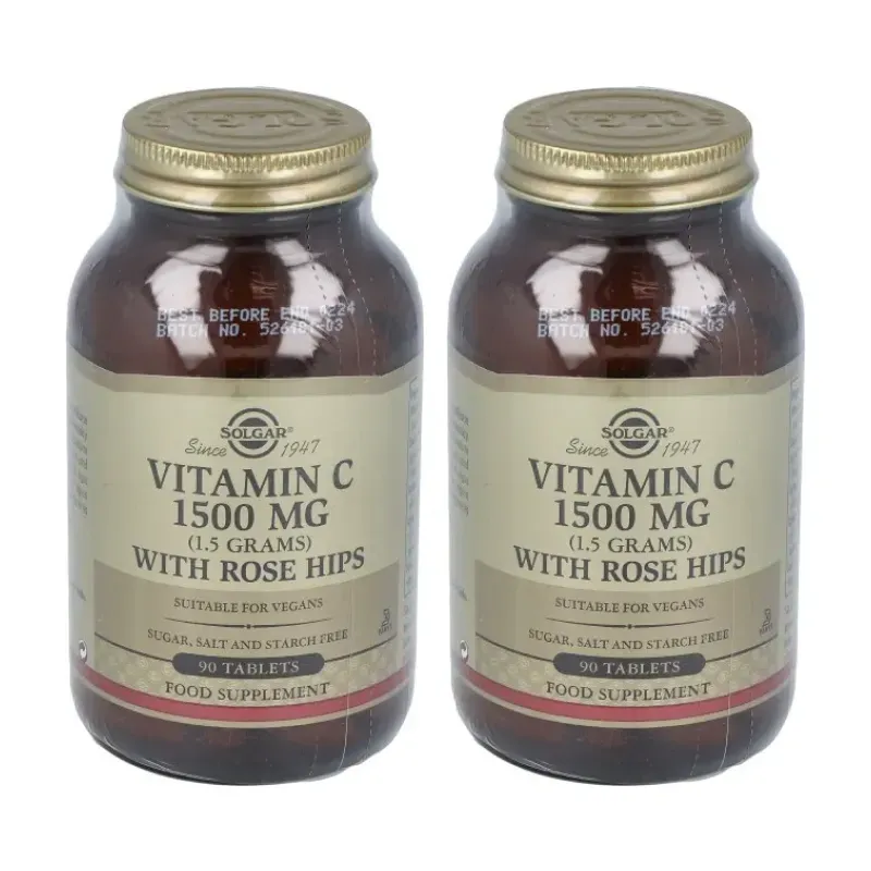 Solgar Rose Hips C 1500 mg Duplo, 2 x 90 Comprimidos. | Farmacia Barata Solgar Rose Hips C 1500 mg Duplo, 2 x 90 Comprimidos. | Farmacia Barata