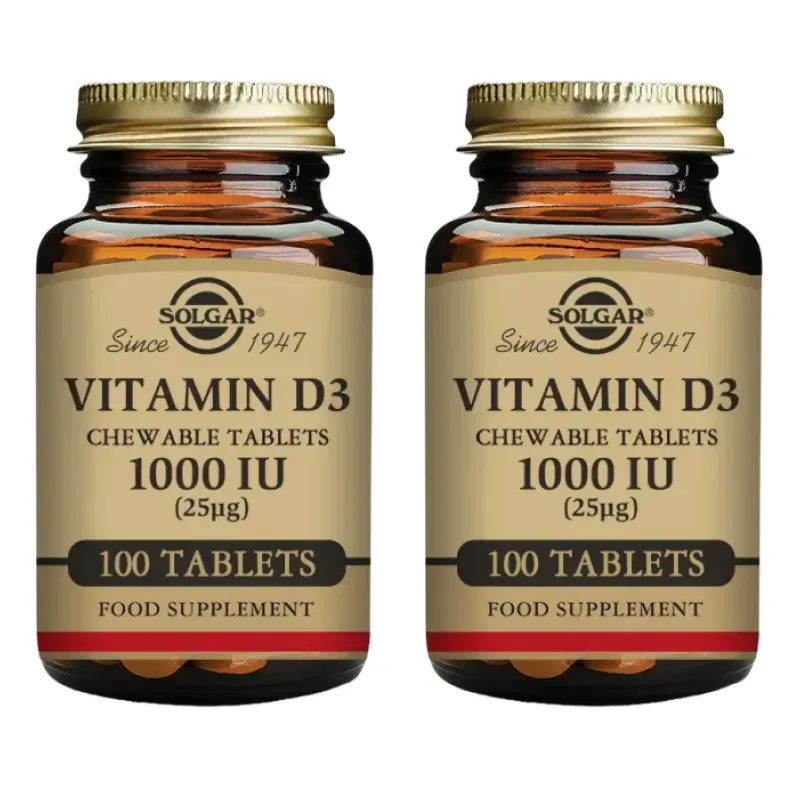 Solgar Vit D3 1000 UI Duplo, 2 x 100 Comp. Masticables. | Farmacia Barata Solgar Vit D3 1000 UI Duplo, 2 x 100 Comp. Masticables. | Farmacia Barata