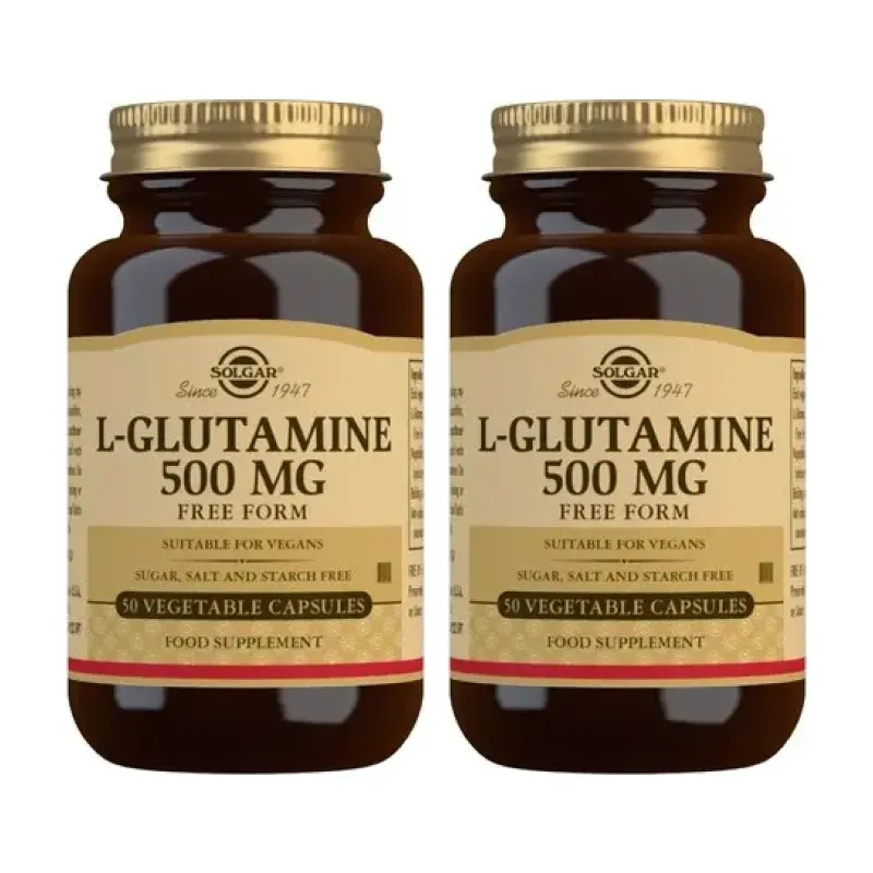 Solgar L-Glutamina 500 mg Duplo, 2 x 50 Caps. Veg. | Farmacia Barata