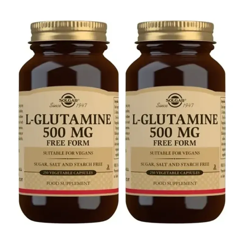 Solgar L-Glutamina 500 mg Duplo, 2 x 250 Caps. Veg. | Farmacia Barata