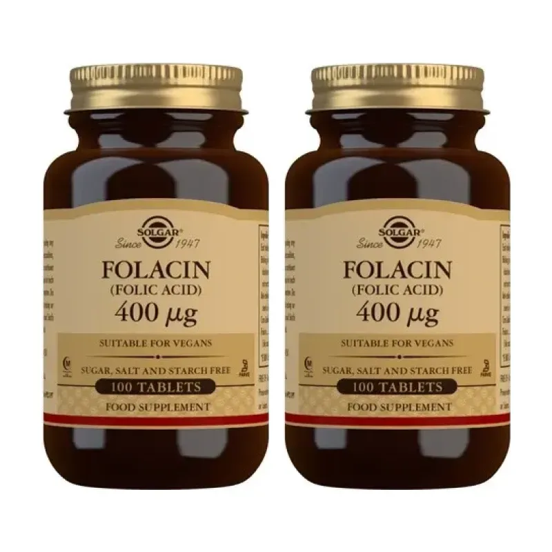Solgar Folacín (Ácido Fólico) 400 mcg Duplo, 2 x 100 Comprimidos. | Farmacia Barata Solgar Folacín (Ácido Fólico) 400 mcg Duplo, 2 x 100 Comprimidos. | Farmacia Barata
