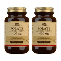 Solgar Folato (como Metafolin) 400 mcg Duplo, 2 x 50 Comprimidos.