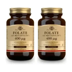 Solgar Folato (como Metafolin) 400 mcg Duplo, 2 x 100 Comprimidos.