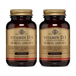 Solgar Vit D3 400 UI 10 mcg Duplo, 2 x 100 Perlas.