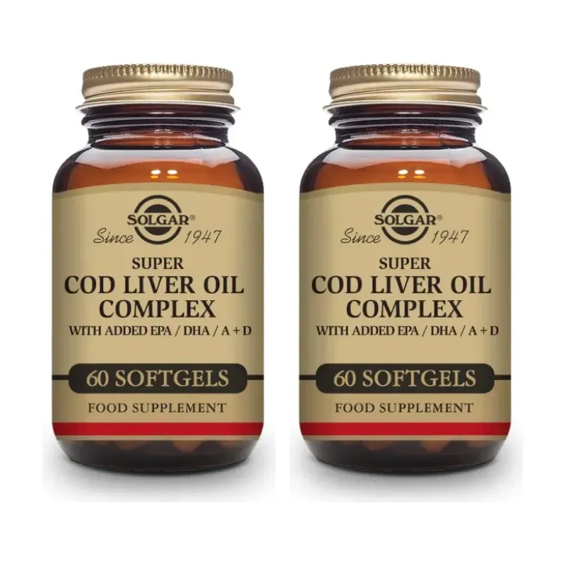 Solgar Súper Cod Liver Oil Complex Duplo, 2 x 60 perlas. | Farmacia Barata Solgar Súper Cod Liver Oil Complex Duplo, 2 x 60 perlas. | Farmacia Barata