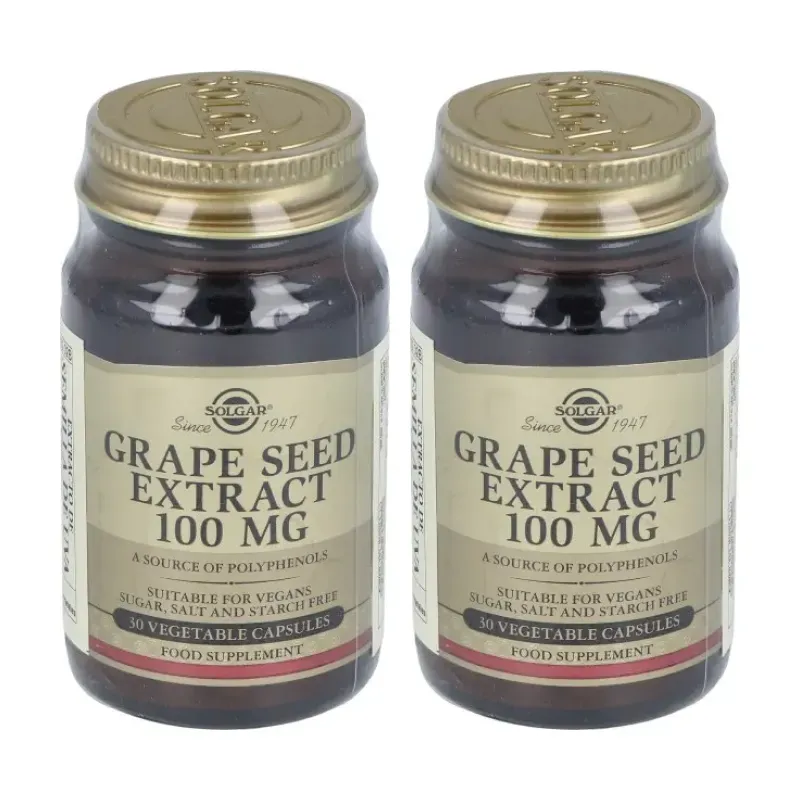 Solgar Extracto Semilla Uva 100 mg Duplo, 2 x 30 Cápsulas Vegetales. | Farmacia Barata Solgar Extracto Semilla Uva 100 mg Duplo, 2 x 30 Cápsulas Vegetales. | Farmacia Barata