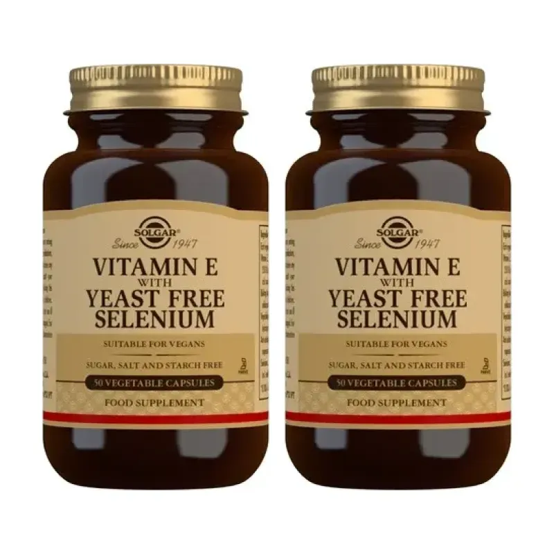 Solgar Vit E con Selenio Duplo, 2 x 50 Cápsulas Vegetales. | Farmacia Barata
