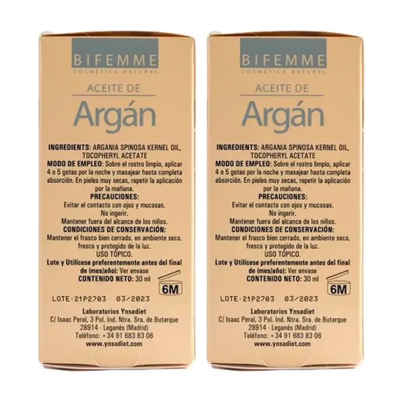 Ynsadiet Aceite Argan Duplo, 2 x 30ml. | Farmacia Barata