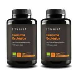 Zenement Cúrcuma Ecológica con Pimienta Negra y Jengibre Duplo, 2 x 120 cápsulas veganas