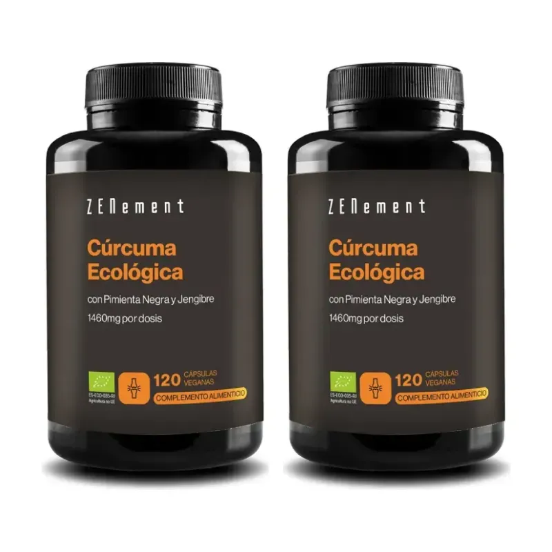 Zenement Cúrcuma Ecológica con Pimienta Negra y Jengibre Duplo, 2 x 120 cápsulas veganas | Farmacia Barata