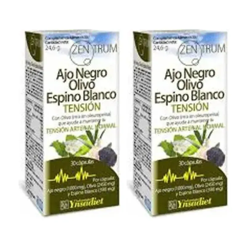 Zentrum Ajo Negro, Olivo y Espino Blanco Duplo, 2 x 30 cápsulas | Farmacia Barata Zentrum Ajo Negro, Olivo y Espino Blanco Duplo, 2 x 30 cápsulas | Farmacia Barata