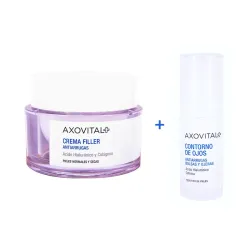 Pack Mirada Antiedad Axovital, Contorno de ojos bolsas y ojeras, 30 ml + Crema Filler Antiedad, 50 ml