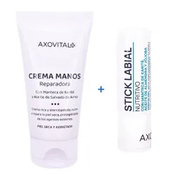 Pack Axovital Rutina de Invierno reparadora: Crema de manos reparadora, 50 ml + Stick labial nutritivo, 4,5 ml