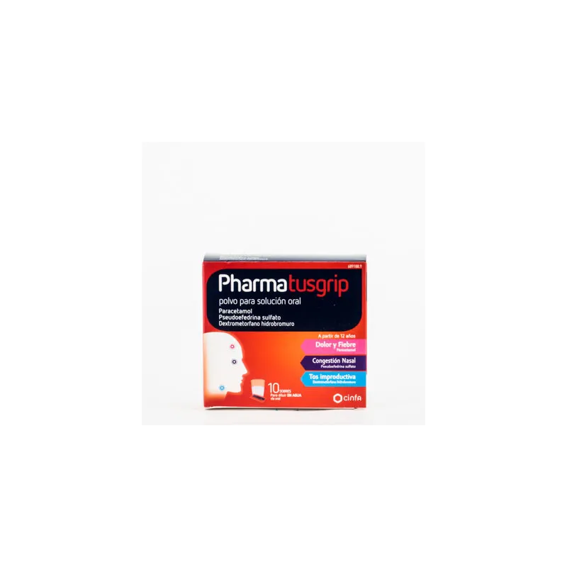 Pharmatusgrip 500/30/15mg, 10 sobres polvo solución oral