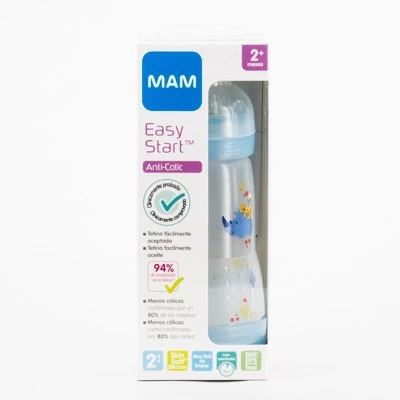 MAM Biberon Easy Start Anticólico Azul, 260ml.