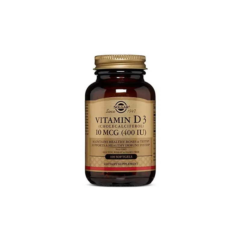 Solgar Vit D3 400 UI 10 mcg, 100 Perlas.