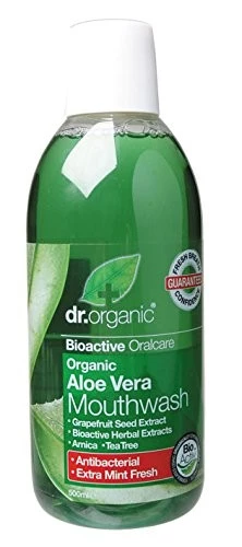 Dr Organic Enjuague bucal de Aloe Vera, 500ml.
