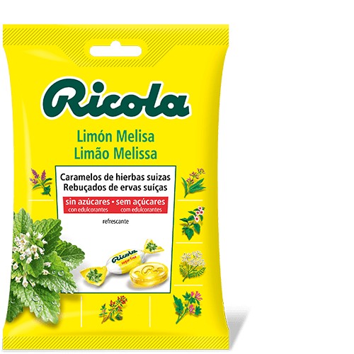 Ricola caramelos de limón melisa sin azúcar, 70g.