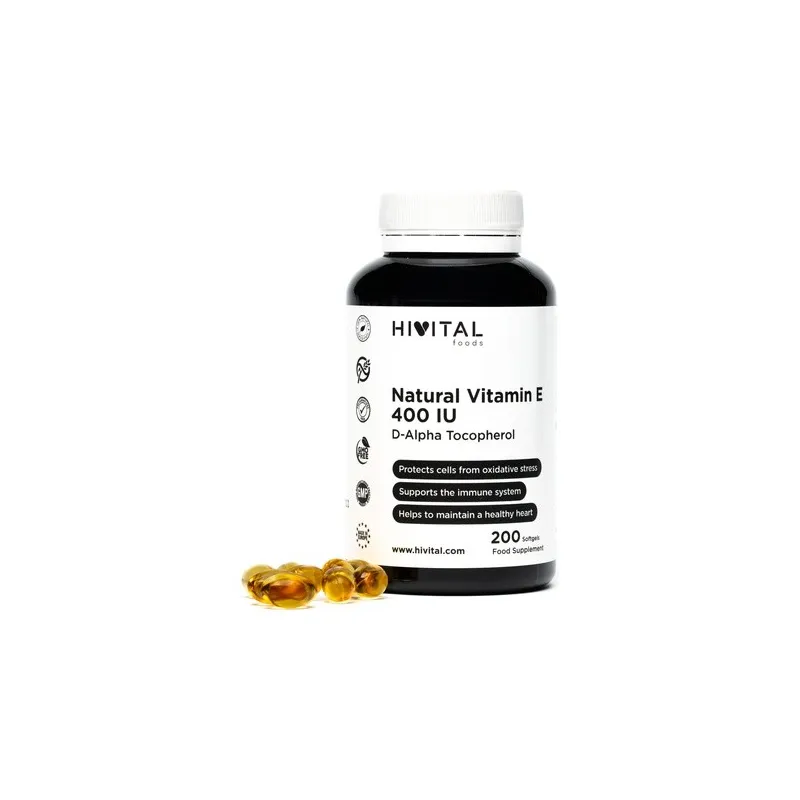 Hivital Vitamina E Natural 400 UI, 200 perlas. Hivital Vitamina E Natural 400 UI, 200 perlas.