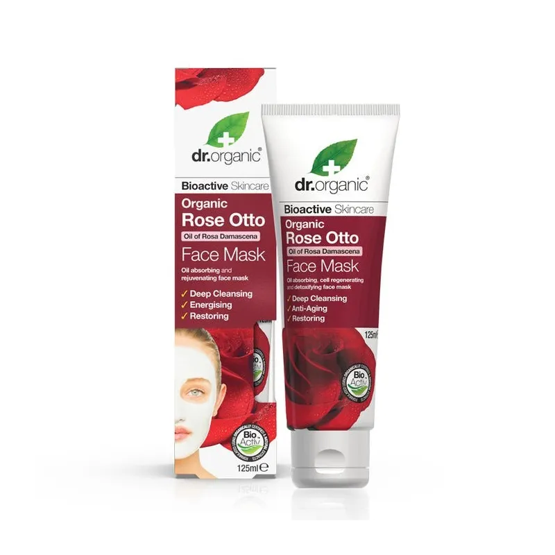 Dr Organic Mascarilla facial Rose Otto, 125ml. Dr Organic Mascarilla facial Rose Otto, 125ml.