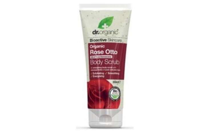 Dr Organic Exfoliante corporal Rose Otto, 200ml.