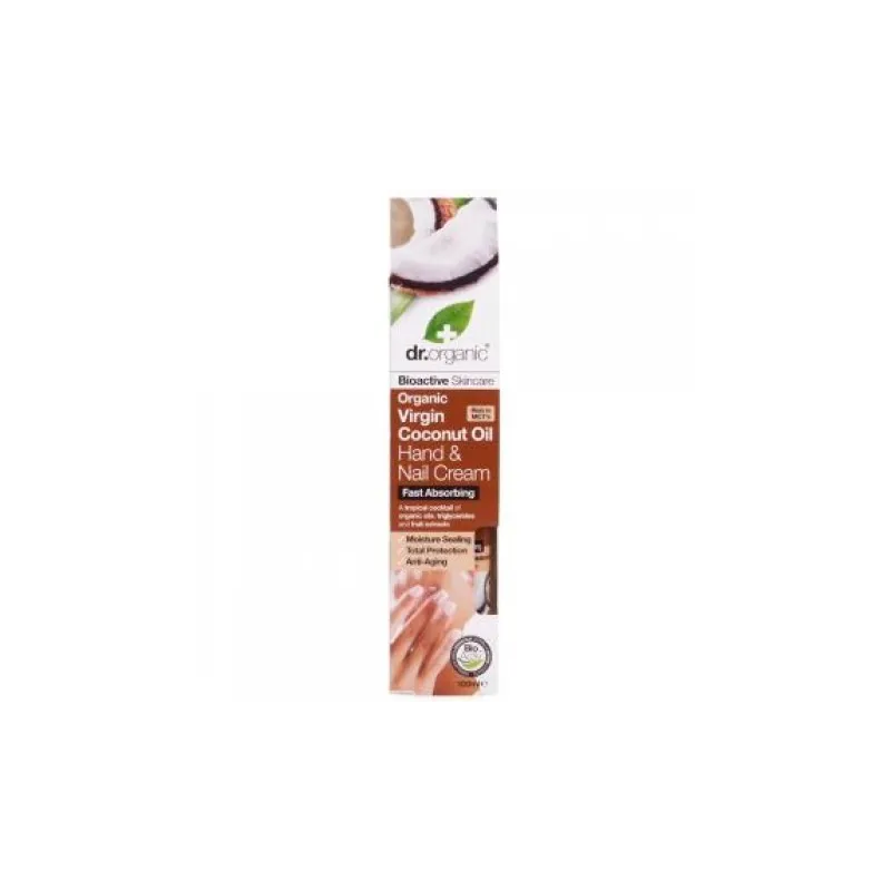 Dr Organic Crema de manos y uñas de aceite de Coco, 100ml.
