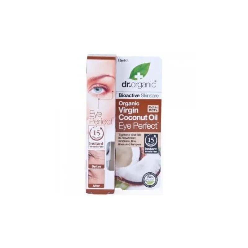 Dr Organic Contorno de ojos de aceite de Coco, 15ml.