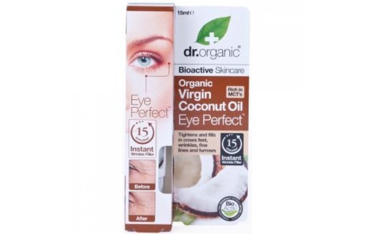 Dr Organic Contorno de ojos de aceite de Coco, 15ml.