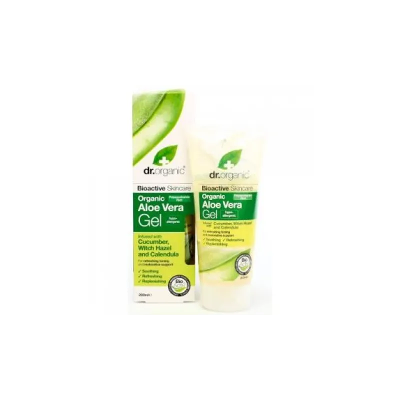 Dr Organic Gel de Aloe Vera Gel con pepino y caléndula, 200ml. Dr Organic Gel de Aloe Vera Gel con pepino y caléndula, 200ml.