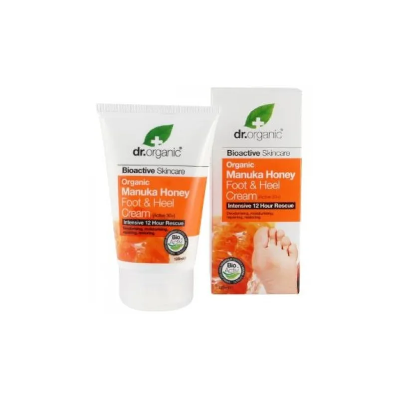 Dr Organic Crema de pies y talones de Miel de Manuka, 125ml.