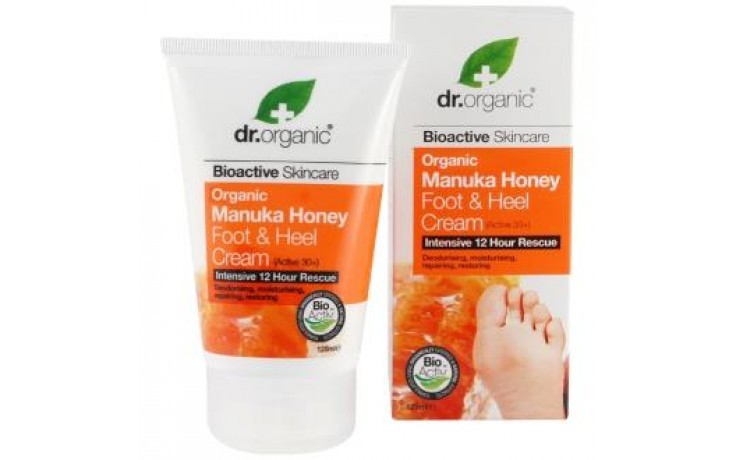 Dr Organic Crema de pies y talones de Miel de Manuka, 125ml.