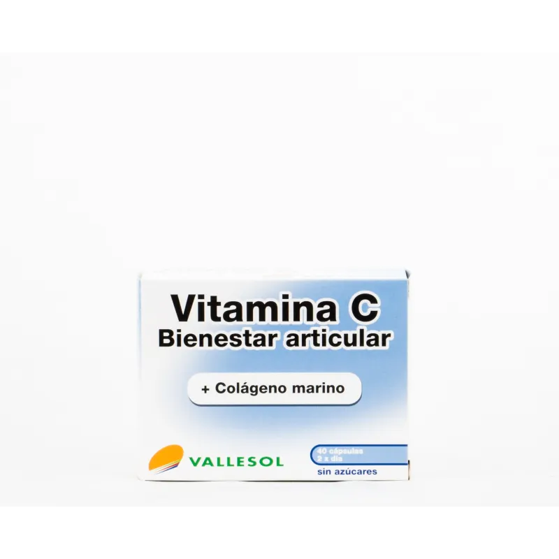 Vallesol Bienestar Articular Vit C + Colageno Marino, 40Caps.